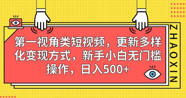 第一视角类短视频，更新多样化变现方式，新手小白无门槛操作，日入500+【揭秘】 - 网赚资源网-网赚资源网