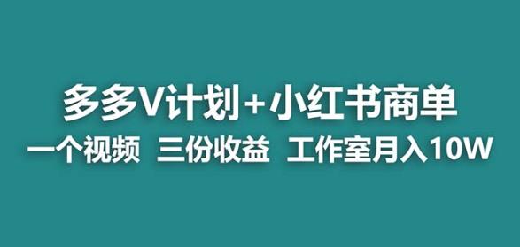 【蓝海项目】多多v计划+小红书商单一个视频三份收益工作室月入10w - 网赚资源网-网赚资源网