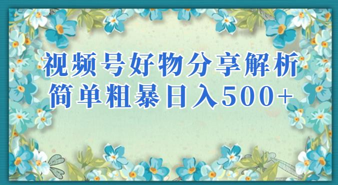 视频号好物分享解析，简单粗暴可以批量方大的项目【揭秘】 - 网赚资源网-网赚资源网
