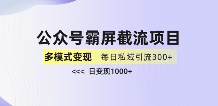 公众号霸屏截流项目+私域多渠道变现玩法，全网首发，日入1000+【揭秘】 - 网赚资源网-网赚资源网