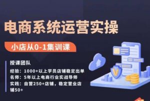 抖店精细化运营全案课,抖音小店从0-1集训营,电商系统运营实操课-网赚资源网