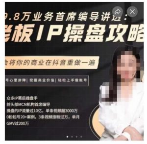 29.8万业务首席编导讲透：老板IP操盘攻略，学会将你的商业在抖音重做一遍-网赚资源网