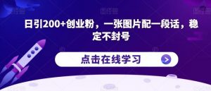 日引200+创业粉，一张图片配一段话，稳定不封号【揭秘】-网赚资源网