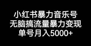 小红书暴力音乐号,无脑搞流量暴力变现,单号月入5000+-网赚资源网