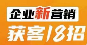 企业新营销获客18招,传统企业转型必学,让您的生意更好做!-网赚资源网