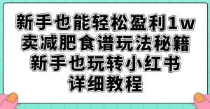 新手也能轻松盈利1w,卖减肥食谱玩法秘籍,新手也玩转小红书详细教程【揭秘】-网赚资源网
