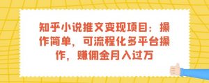 知乎小说推文变现项目:操作简单,可流程化多平台操作,赚佣金月入过万-网赚资源网