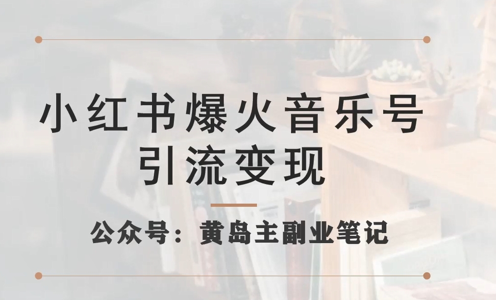 小红书爆火音乐号引流变现项目，视频版一条龙实操玩法分享给你 - 网赚资源网-网赚资源网