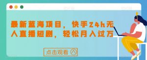 最新蓝海项目,快手24h无人直播短剧,轻松月入过万【揭秘】-网赚资源网