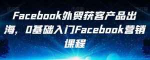 Facebook外贸获客产品出海,0基础入门Facebook营销课程-网赚资源网