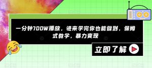 一分钟700W播放，进来学完你也能做到，保姆式教学，暴力变现【揭秘】-网赚资源网