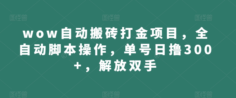 wow自动搬砖打金项目，全自动脚本操作，单号日撸300+，解放双手【揭秘】 - 网赚资源网-网赚资源网