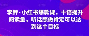 李鲆·小红书爆款课,十倍提升阅读量,听话照做肯定可以达到这个目标-网赚资源网