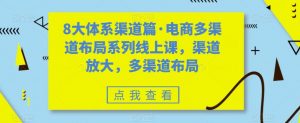 8大体系渠道篇·电商多渠道布局系列线上课，渠道放大，多渠道布局-网赚资源网