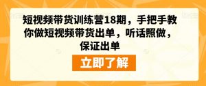 短视频带货训练营18期，手把手教你做短视频带货出单，听话照做，保证出单-网赚资源网