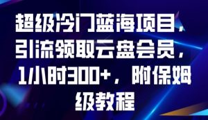 超级冷门蓝海项目，引流领取云盘会员，1小时300+，附保姆级教程-网赚资源网
