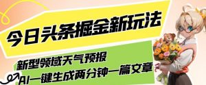 今日头条掘金新玩法，关于新型领域天气预报，AI一键生成两分钟一篇文章，复制粘贴轻松月入5000+-网赚资源网