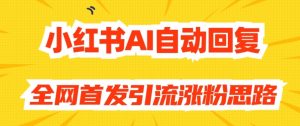 【原创开发】小红书AI自动回复,全网首发引流涨粉思路-网赚资源网