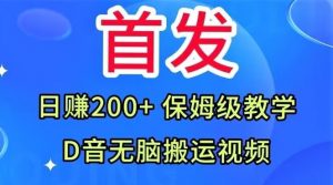 首发，抖音无脑搬运视频，日赚200+保姆级教学【揭秘】-网赚资源网