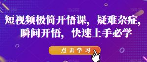 短视频极简开悟课，​疑难杂症，瞬间开悟，快速上手必学-网赚资源网