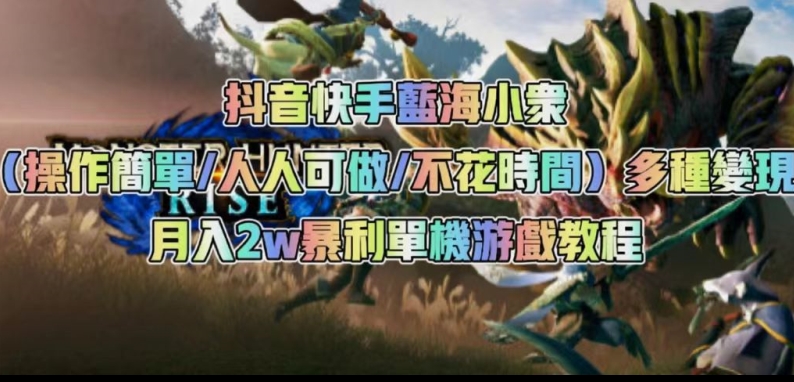 抖音快手蓝海小众（操作简单人人可做不花时间）多种变现月入2w＋暴利单机游戏教程 - 网赚资源网-网赚资源网