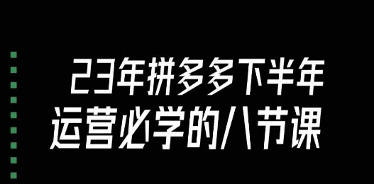 大牙·23年下半年拼多多运营必学的八节课（18节完整） - 网赚资源网-网赚资源网