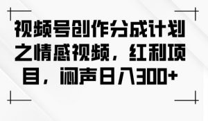 视频号创作分成计划之情感视频,红利项目,闷声日入300+-网赚资源网