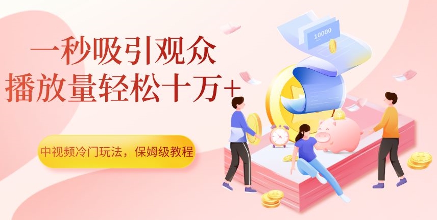 中视频冷门玩法，一秒吸引观众，播放量轻松十万+，保姆级教程【揭秘】 - 网赚资源网-网赚资源网