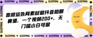 靠搬运外网素材做抖音助眠赛道,一个视频200+,无门槛小白可做【揭秘】-网赚资源网