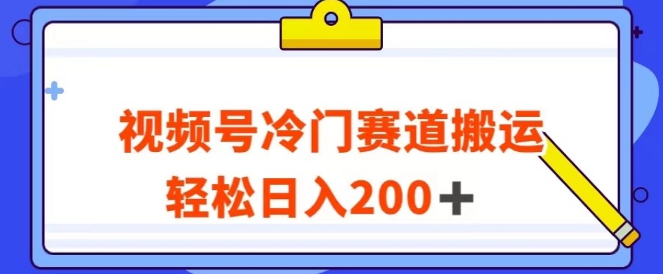 视频号最新冷门赛道搬运玩法，轻松日入200+【揭秘】 - 网赚资源网-网赚资源网