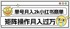 外面收费1980的小红书商单保姆级教程,单号月入2k,矩阵操作轻松月入过万-网赚资源网