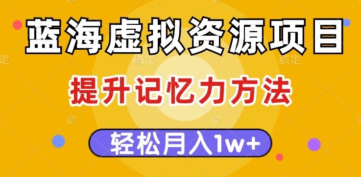 蓝海虚拟资源项目，提升记忆力方法，多种变现方式，轻松月入1w+【揭秘】 - 网赚资源网-网赚资源网