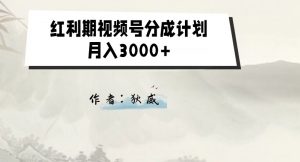 外面收费1980的红利期视频号分成计划2.0版本教学【揭秘】-网赚资源网