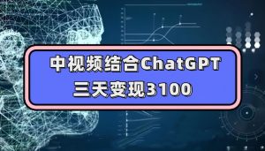 中视频结合ChatGPT,三天变现3100,人人可做玩法思路实操教学【揭秘】-网赚资源网