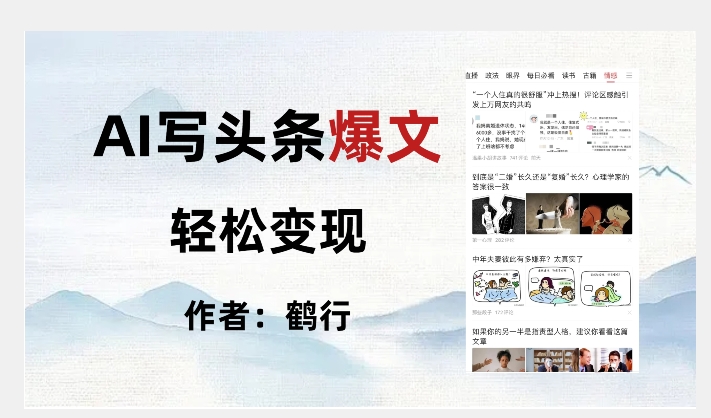 暴力拆解AI写头条爆文，轻松日入500+ - 网赚资源网-网赚资源网