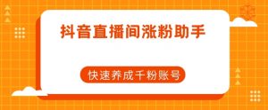 抖音直播间涨粉助手,快速养成千粉账号-网赚资源网