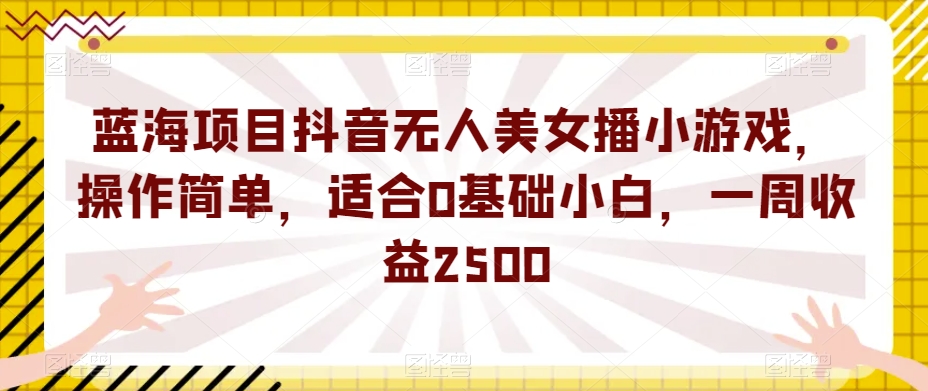 蓝海项目抖音无人美女播小游戏，操作简单，适合0基础小白，一周收益2500【揭秘】 - 网赚资源网-网赚资源网