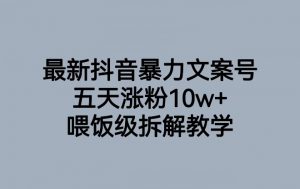 最新抖音暴力文案号,五天涨粉10w+,喂饭级拆解教学-网赚资源网