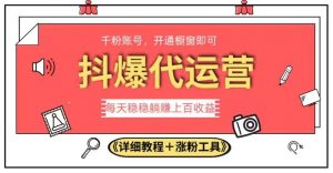 2023抖爆代运营,单号日躺赚300,简单易操作做无上限【揭秘】-网赚资源网
