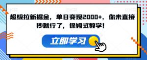 超级拉新掘金,单日变现2000+,你来直接抄就行了,保姆式教学!【揭秘】-网赚资源网