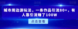 城市周边游玩法，一条作品引流80+，有人靠引流赚了100W【揭秘】-网赚资源网