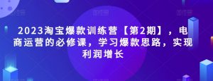 2023淘宝爆款训练营【第2期】,电商运营的必修课,学习爆款思路,实现利润增长-网赚资源网