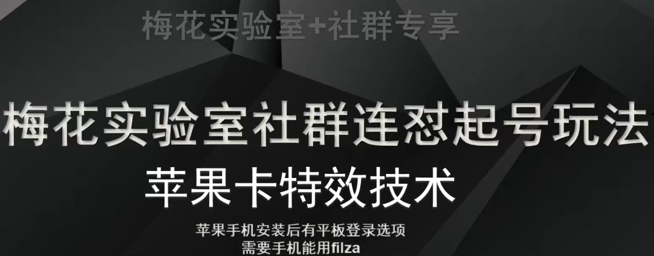 梅花实验室社群视频号连怼起号玩法，最新苹果卡特效技术-网赚资源网