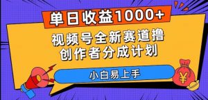 单日收益1000+，视频号全新赛道撸创作者分成计划，小白易上手【揭秘】-网赚资源网