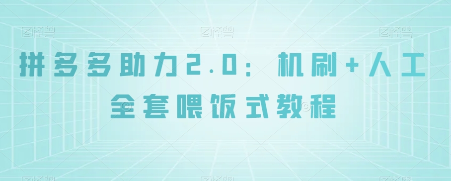 拼多多助力2.0：机刷+人工全套喂饭式教程【揭秘】 - 网赚资源网-网赚资源网