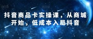 抖音商品卡实操课，从商城开始，低成本入局抖音 - 网赚资源网-网赚资源网