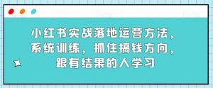 小红书实战落地运营方法,系统训练,抓住搞钱方向,跟有结果的人学习-网赚资源网