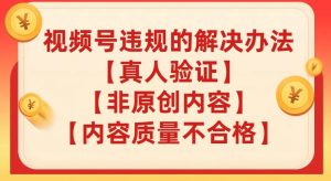 视频号【真人验证】【内容质量不合格】【非原创内容】的违规解决办法【揭秘】 - 网赚资源网-网赚资源网