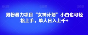 男粉暴力项目“女神计划”小白也可轻松上手,单人日入上千+【揭秘】-网赚资源网