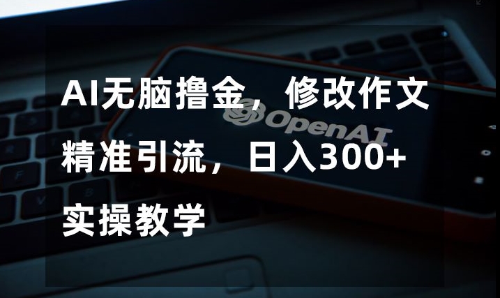 AI无脑撸金，修改作文精准引流，日入300+，实操教学【揭秘】 - 网赚资源网-网赚资源网